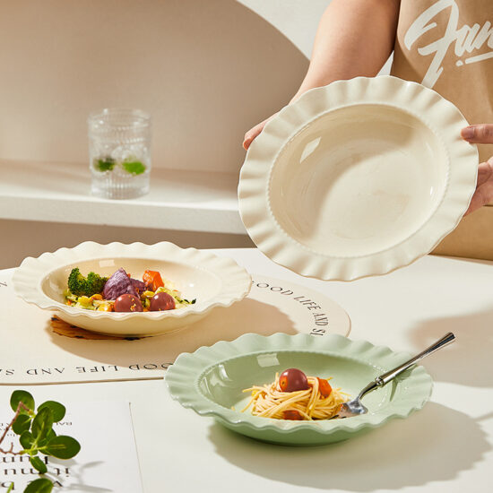 Cream aesthetic ceramic dinner plate for home and lifestyle table settings