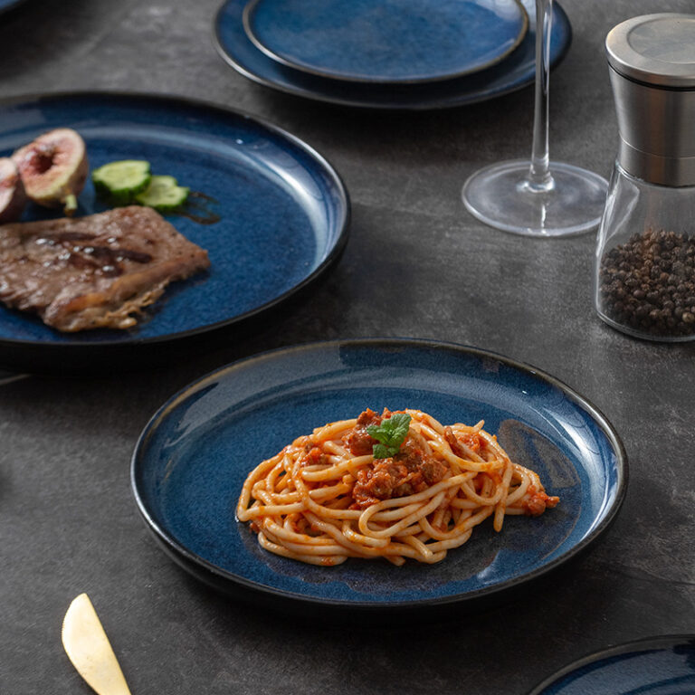 Flat ceramic steak dinner plate for hotel and Western restaurant use
