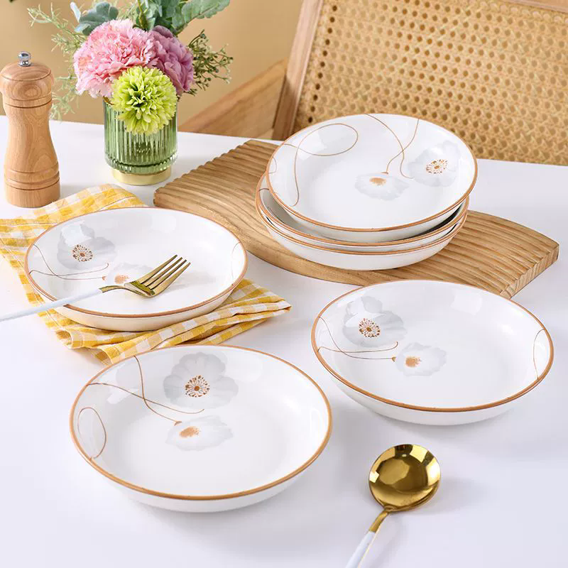 Luxury minimalist round ceramic plate set for European-style dining