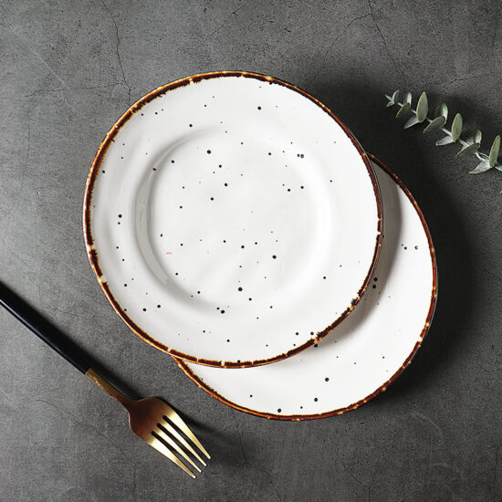 Luxury minimalist round ceramic plate set for European-style dining