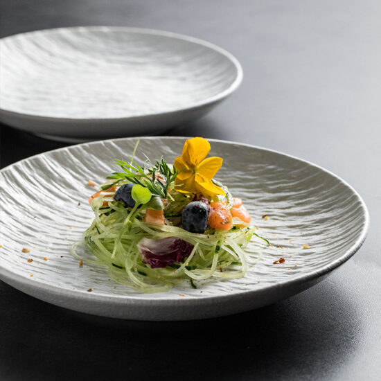 High-end ceramic steak plate with stone texture for western dining