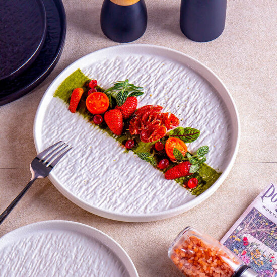 High-end ceramic steak plate with stone texture for western dining