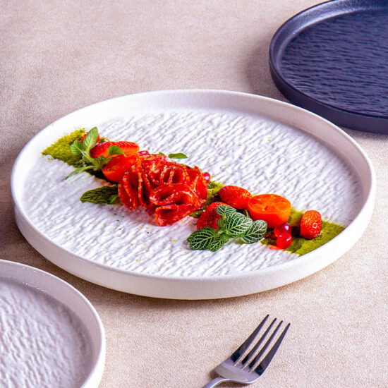High-end ceramic steak plate with stone texture for western dining