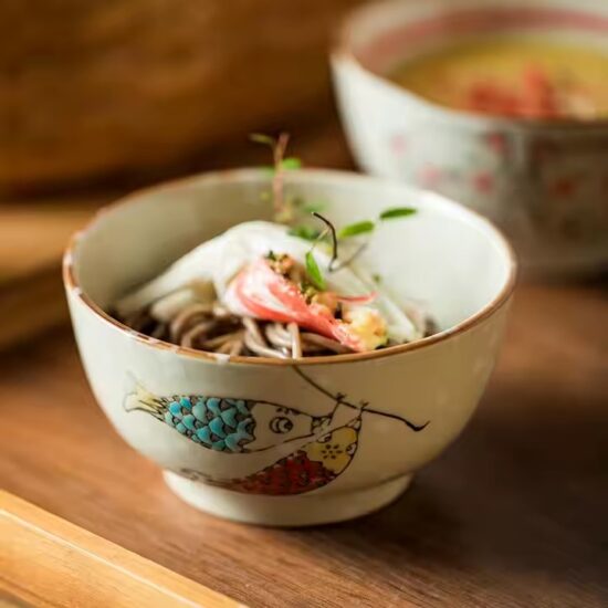 Custom handmade cartoon ceramic rice bowl with colorful animal design