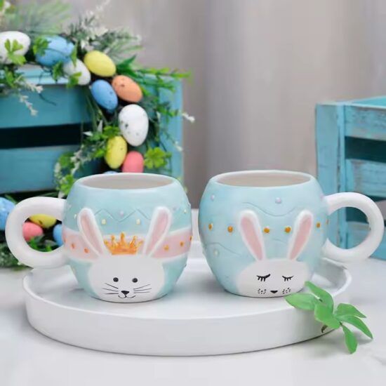 Custom embossed animal ceramic coffee mug with colorful glazed finish