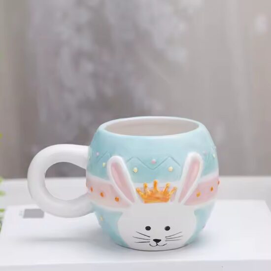 Custom embossed animal ceramic coffee mug with colorful glazed finish