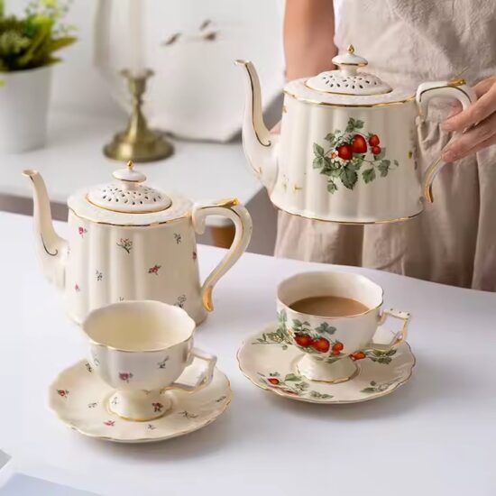 Luxury floral ceramic teapot with classical vintage pattern