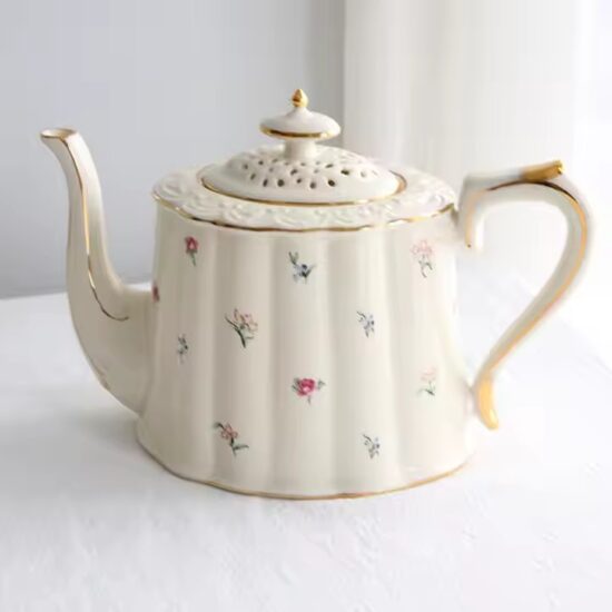 Luxury floral ceramic teapot with classical vintage pattern