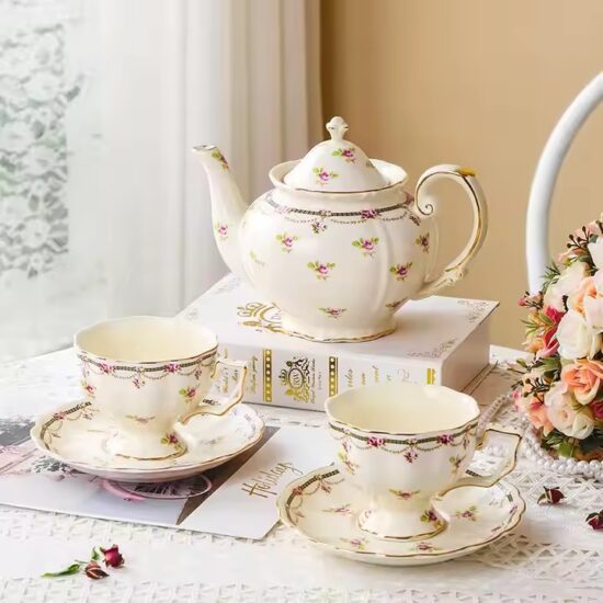 Luxury floral ceramic teapot with classical vintage pattern