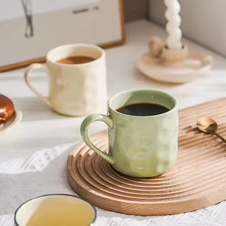Personalized handmade ceramic coffee mug with artistic glaze and custom design