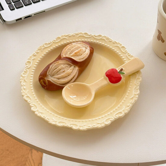 French vintage embossed ceramic dining plates with high-end design