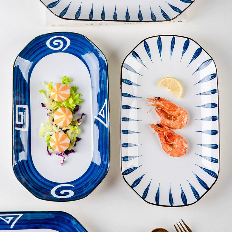 Elegant glazed ceramic fish plate for home and restaurant dining