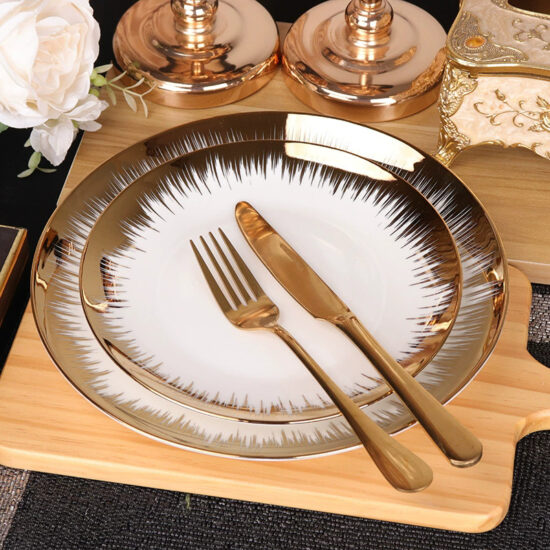 High-end fine dining ceramic plate with unique artistic design