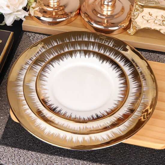High-end fine dining ceramic plate with unique artistic design