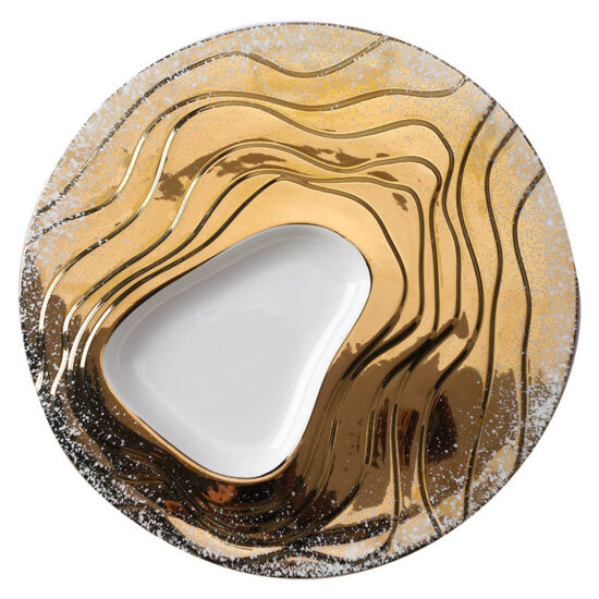 High-end fine dining ceramic plate with unique artistic design