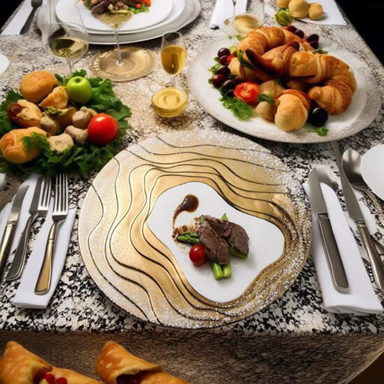High-end fine dining ceramic plate with unique artistic design