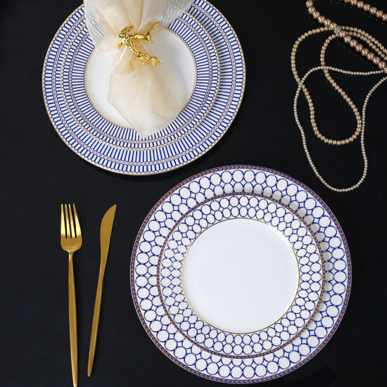 Luxury European ceramic steak plate for Western cuisine presentation