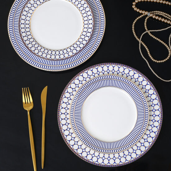 Luxury European ceramic steak plate for Western cuisine presentation