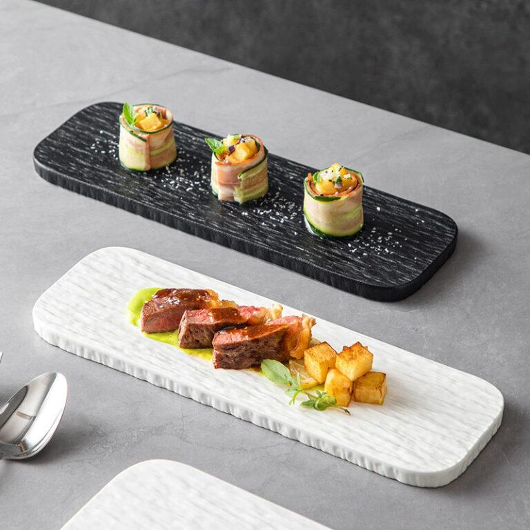 Luxury ceramic sushi plate in long rectangular design
