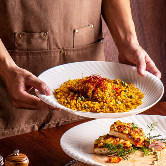 Creative ceramic plate for food styling and dessert presentation