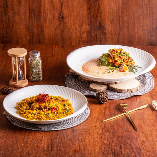 Creative ceramic plate for food styling and dessert presentation