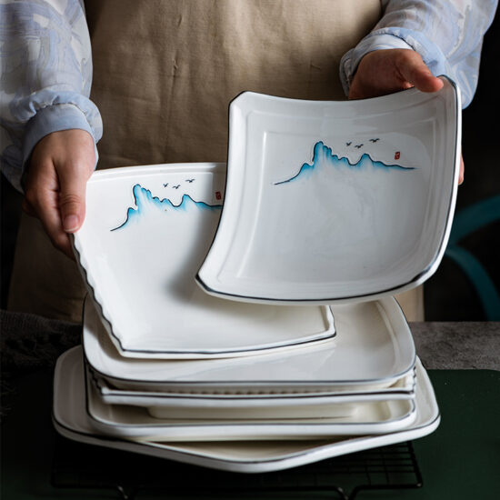 Elegant ceramic hot dish plate for hotel and restaurant use