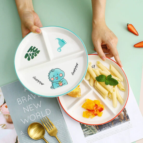 Ceramic divided plate for kids and healthy eating