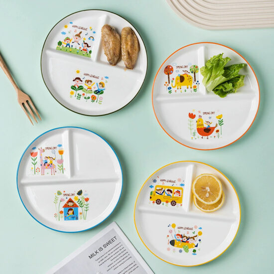 Ceramic divided plate for kids and healthy eating