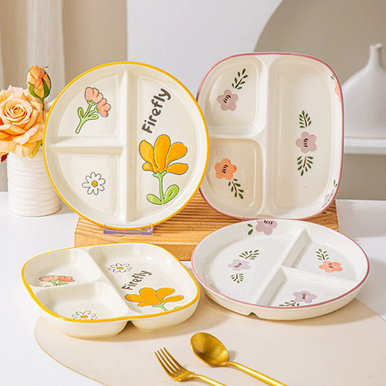 Ceramic divided plate for kids and healthy eating
