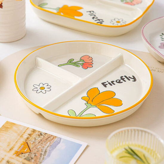 Ceramic divided plate for kids and healthy eating