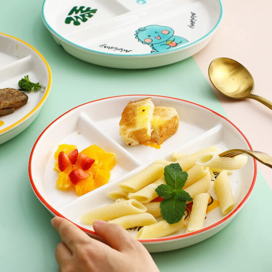 Ceramic divided plate for kids and healthy eating