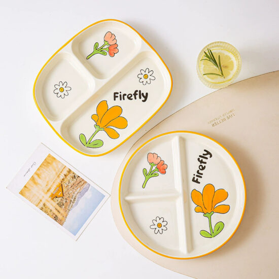 Ceramic divided plate for kids and healthy eating