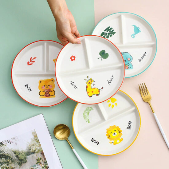 Ceramic divided plate for kids and healthy eating
