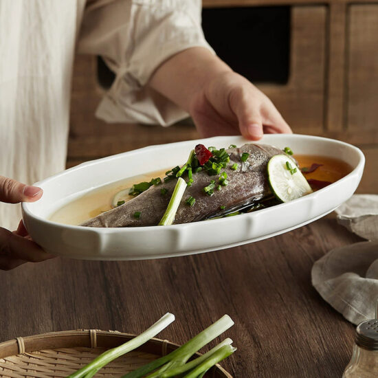 Large Japanese-style ceramic fish plate
