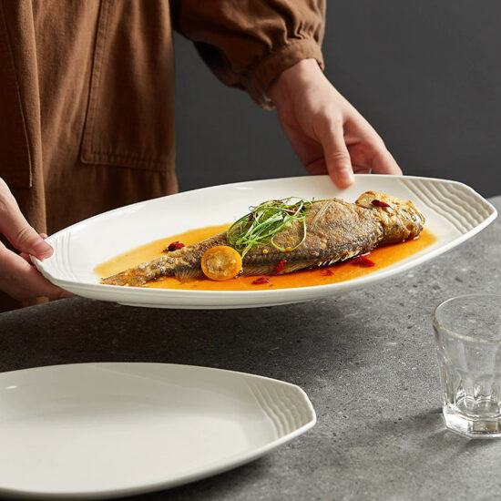 Large Japanese-style ceramic fish plate