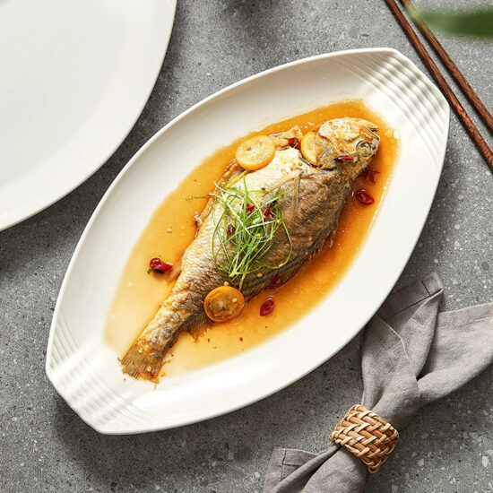 Large Japanese-style ceramic fish plate