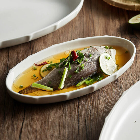 Large Japanese-style ceramic fish plate