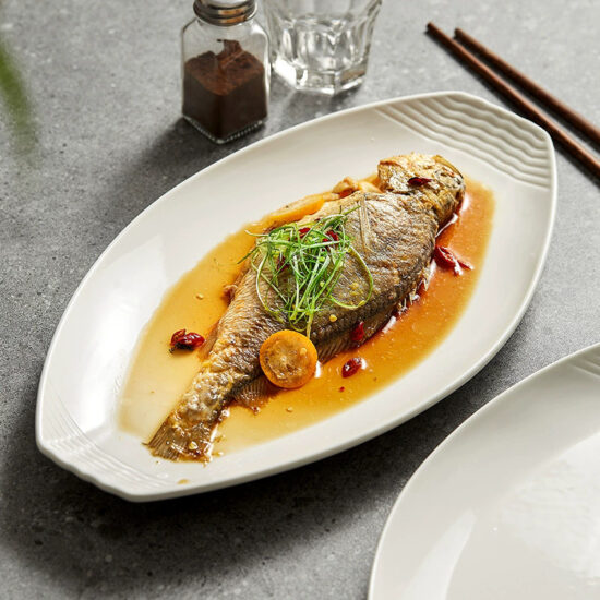 Large Japanese-style ceramic fish plate