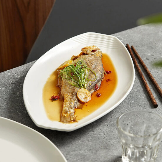 Large Japanese-style ceramic fish plate