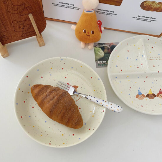 Cute cartoon ceramic dinner plate for kids and home use