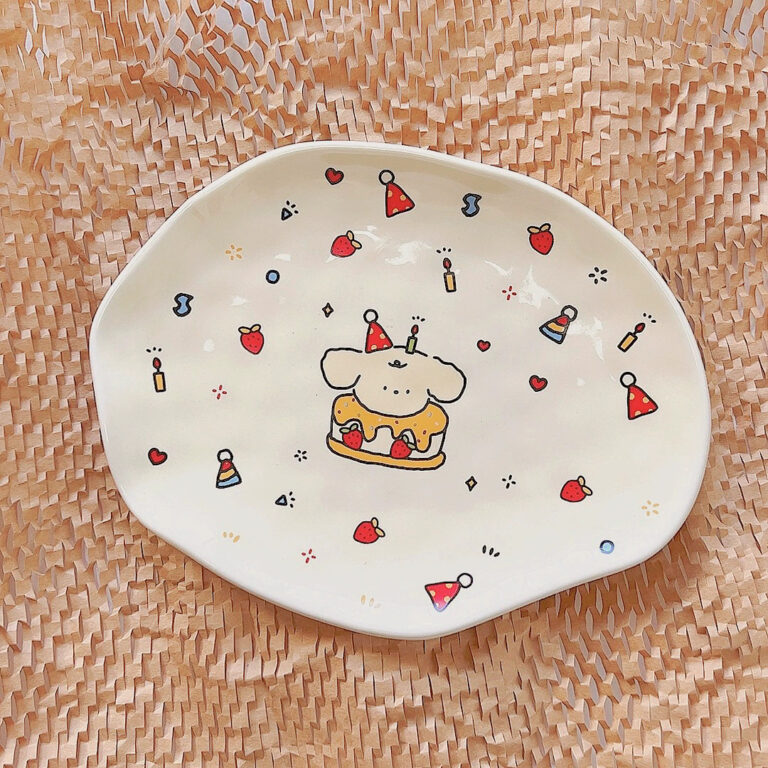 Cute cartoon ceramic dinner plate for kids and home use
