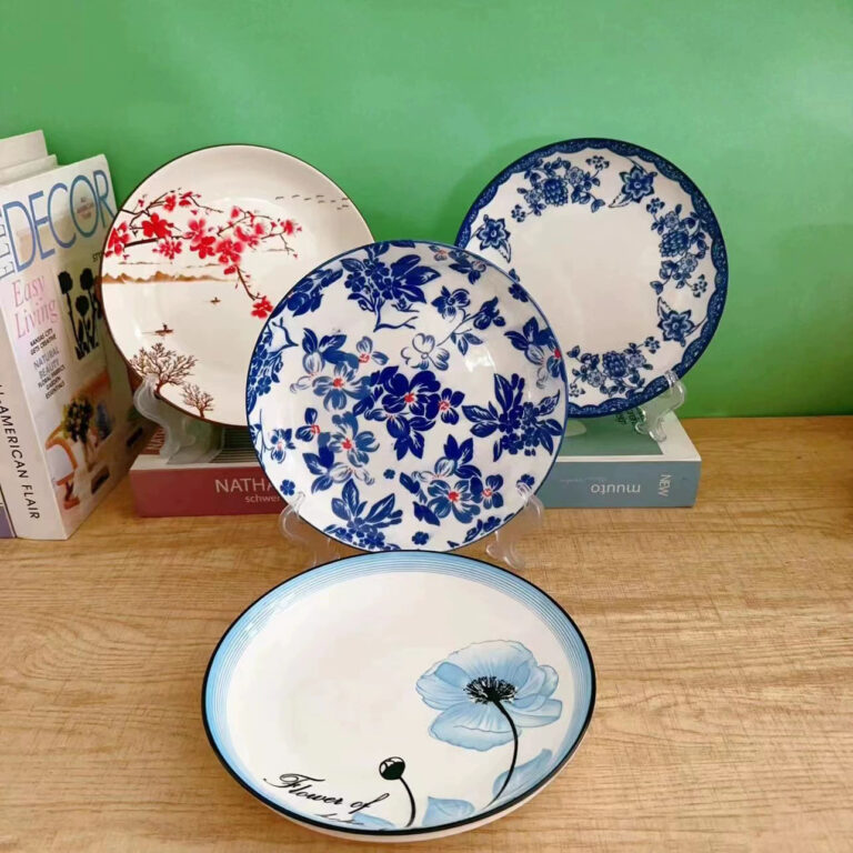 Nordic style ceramic dinner plate with elegant light luxury design