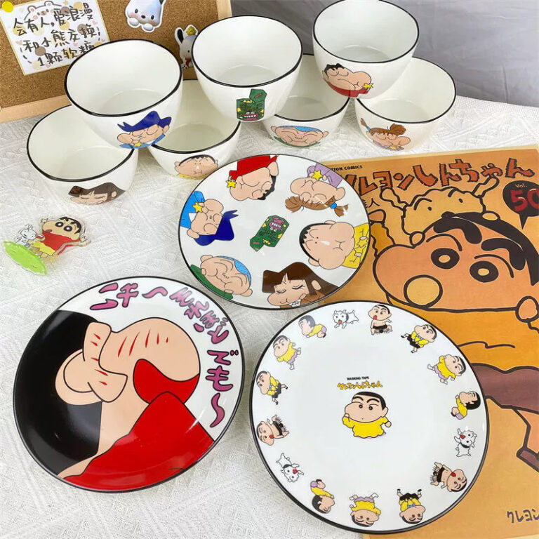 Colorful Crayon Shin-chan cartoon ceramic plate for kids and anime lovers