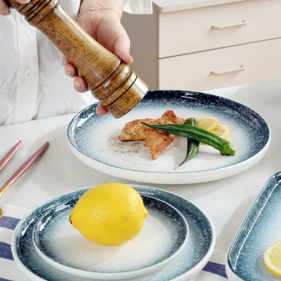 Nordic starry sky gradient ceramic plates for home or restaurant use