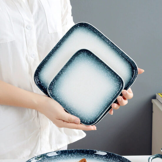 Nordic starry sky gradient ceramic plates for home or restaurant use