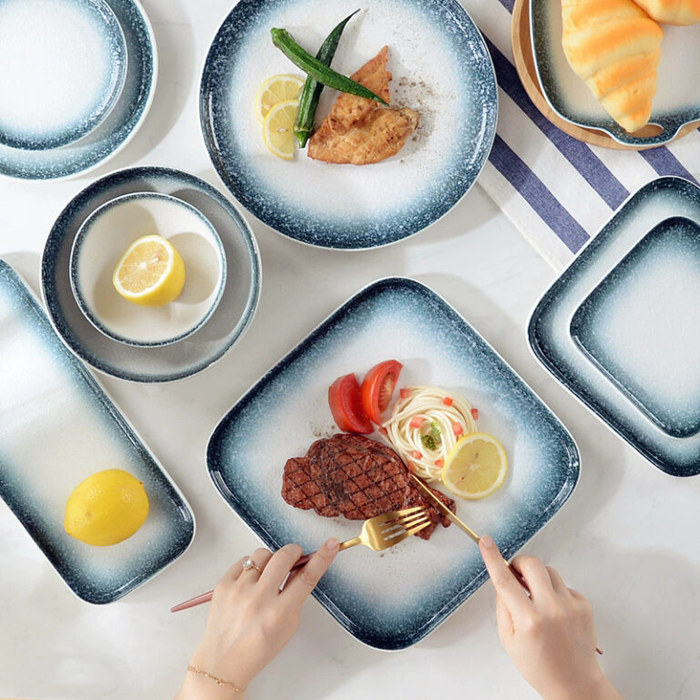 Nordic starry sky gradient ceramic plates for home or restaurant use