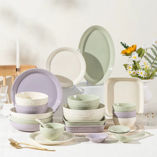 Cream style gradient ceramic plate for luxury home dining