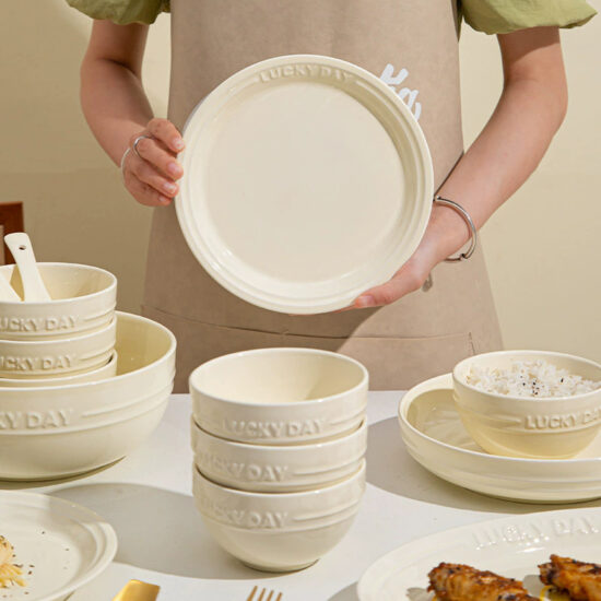 Cream style gradient ceramic plate for luxury home dining