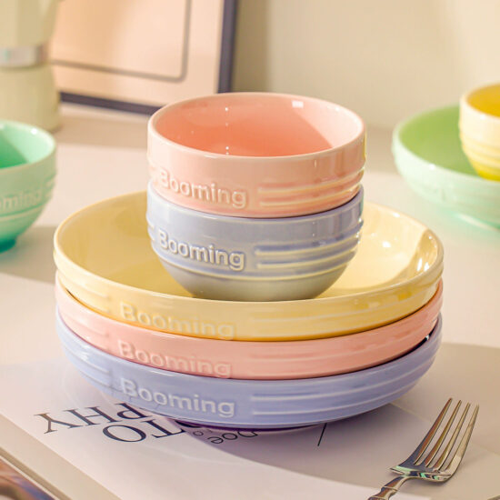 Cream style gradient ceramic plate for luxury home dining