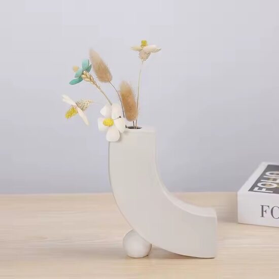 Nordic Cream Ceramic Vase for Modern Home Decoration